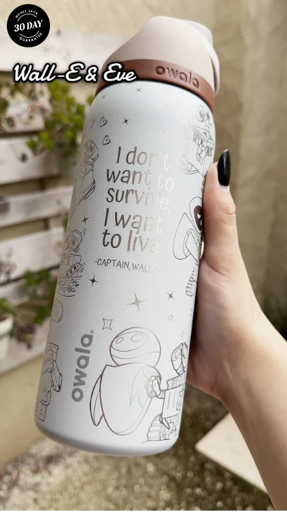 Wall-E and Eve Engraved Owala 32oz FreeSip Water Bottle