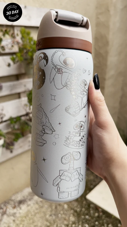 Wall-E and Eve Engraved Owala 32oz FreeSip Water Bottle